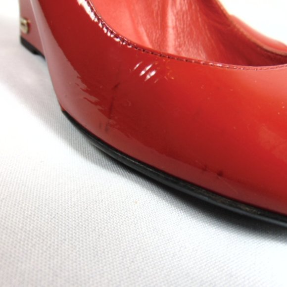 GUCCI Red Patent Leather Peep-Toe Wedge Heels Size 39.5 US 9 - Picture 6 of 15